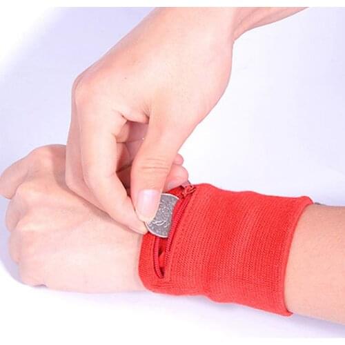 Women Men Wallets Travel Sweatband Running Wrist Wallet Key Sport Wristband with Zipper Pocket 8*8cm