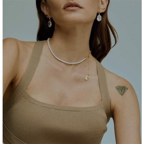 Antique pearl necklace chocker womens Baroque style copper electroplating gold