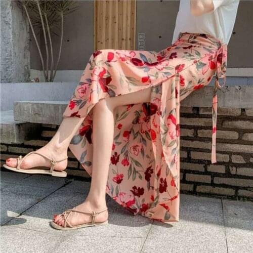 Womens Dress Summer 2020 Chiffon One-Piece Floral Skirt Woman Skirts Mujer Faldas Saias Mulher