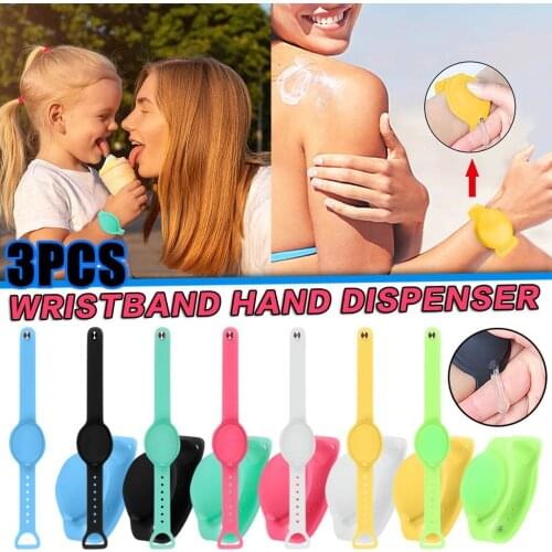 1-3PC Sanitizer Bracelet Pumps Disinfectant Sanitizer Dispenser Bracelet Wristband Hand Sanitizer Dispensing Silicone Bracelet