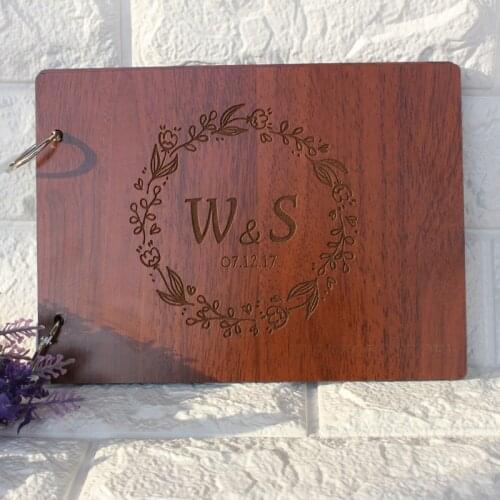 1pcs Personalized Solid Wood Custom Classmates Memoirs Album Creative Wedding Signature Guest Book