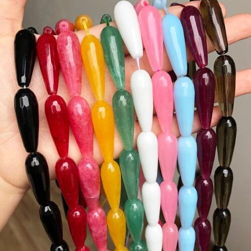 10*30mm Water Drop Angelite Jades Stone Beads Natural Faceted Loose Spacer Beads for Jewelry Making DIY Bracelet Accessories