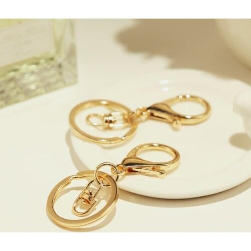 10 Pcs Key Chains & Key Rings Round Gold Color Lobster Clasp Keychain DIY Keychain Accessories Wholesale 6.9cm X 3cm