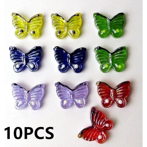 10pcs NEW Custom Flat bottom Handmade Glass Butterfly mini insect Animal Easter Decor Collectible Figurine fairy Garden Ornament