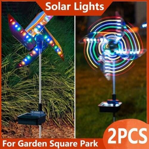 2pcs LED Spot Light Garden Path Landscape Lights 32LED Solar Ground Light Outdoor Decorative Windmill Waterproof Night Light