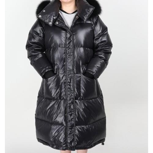 2020 fashion womens jacket Natural fox big fur collar White duck down Thick warm long coat Winter Park Parker