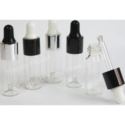 500 x 5ml Transparent Empty Refillable Glass Dropper Bottle 5cc Clear Eye Drop Bottle 1/6oz Glass Sample Cosmetic Container