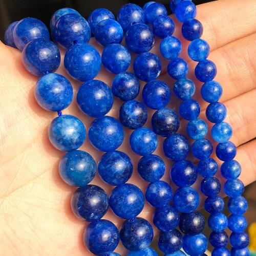 Imitation Blue Kyanite Loose Beads 6 8 10mm Round Spacer Beads For Jewelry DIY Making Bracelet Charms Accessories 15''Inches