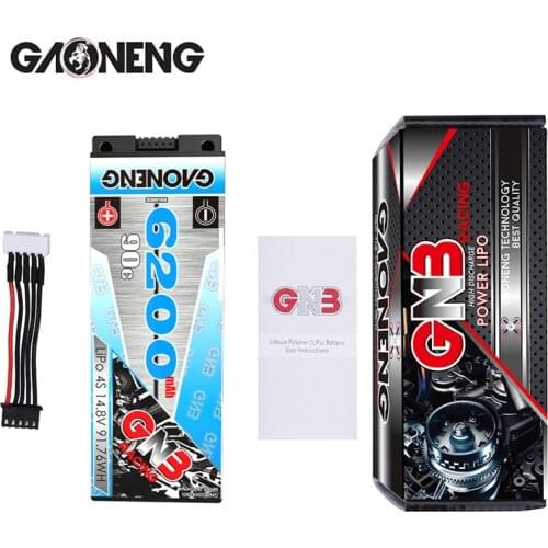 Rechargeable Battery GAONENG GNB 6200MAH 4S 1P 90C MAX 180C 14.8V XT60/T Plug XT90 Plug for 1:8 RC Car Boat