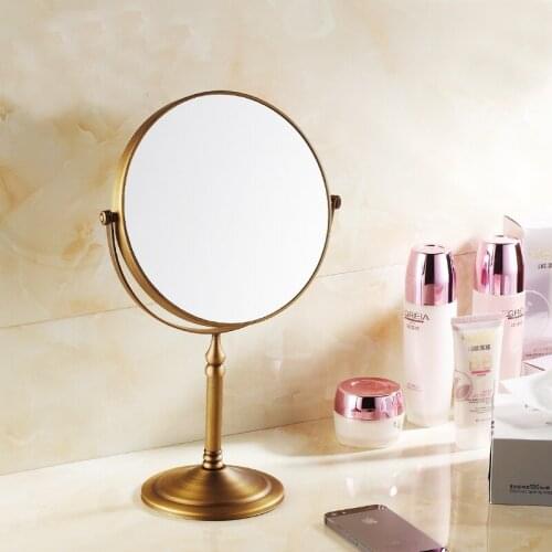 Antique Brass Bathroom Mirror 8 Inch 3x Magnifier Makeup Mirror 360-Degree Rotating Vanity Makeup Mirrors Dual Sided Mirror