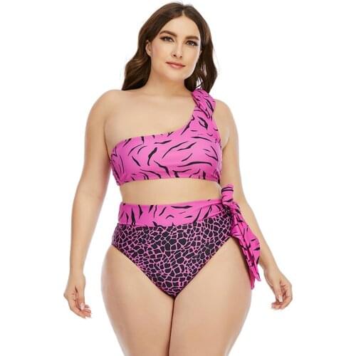 High Waisted Swimsuit Plus Size Swimwear Women Curve Flattering Bathing Suits Curvy Outfits Summer Pink 2021 May Female Fatkini