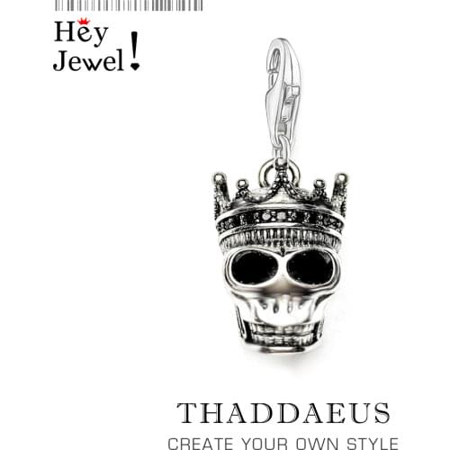 European Style Charms Bracelet,925 Sterling Sliver Skull King Europe Pendant Charms Fit Bracelets,2020 New DIY Fashion Jewelry