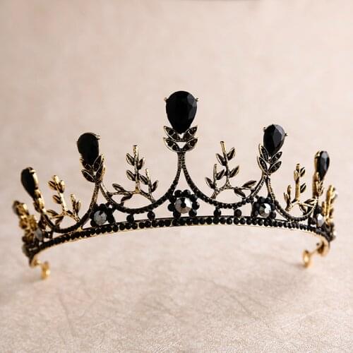 Black Crystal Crown Bride Headdress Wedding tiaras bridal hair Accessories