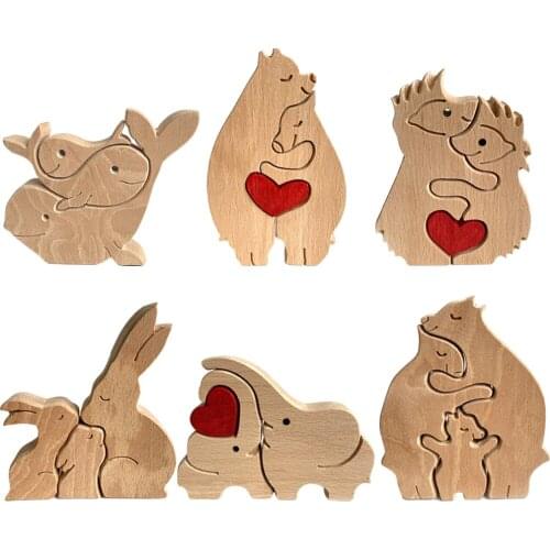 Wood Animal Decor Mothers Day Gift Wooden Ornaments Home Desktop Decoration