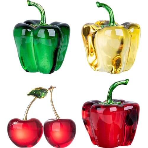 Crystal Ornaments Simulation Chili Cherry Statue Sculpture Crystal Mushroom Car Ornaments Hotel Desktop Ornament Home Decoration