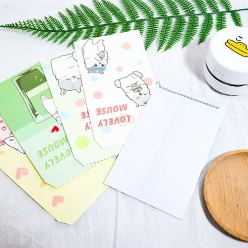 10pcs/lot Kwaii Cartoon Rat Envelopes Wedding Invited Envelope Postcard Cover for Gift Invitation