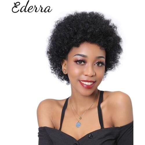 Short Afro Kinky Curly Wig Brazilian Human Hair Short Wigs 150% Density For Women Black Brown Color Cheap Wigs