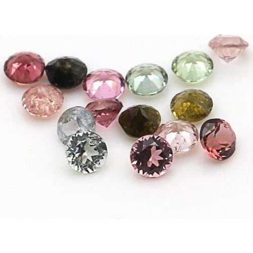 Round Shape Natural Colorful Tourmaline Stone Round Loose for Jewelry Making DIY Bracelet Accessories
