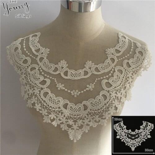 New arrive White Lace Collar Embroidery Applique Neckline Lace Collar Embellishments Trims Wedding Dress Accessories YL1747