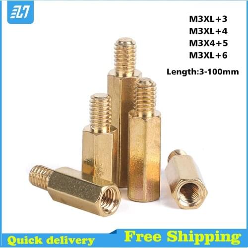 Brass Hex Standoff Hexagon Thread Metric Male Female PCB Stud Spacer M3XL+3/4/5/6/8