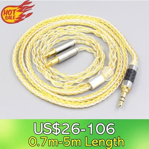 LN007293 8 Core OCC Silver Gold Plated Braided Earphone Cable For Sennheiser IE8 IE8i IE80 IE80s Metal Pin