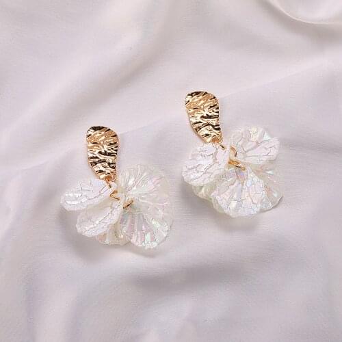 South Korea Small Fresh Acrylic Petals Earrings Multilayer Sweet Girlish Fashion Ear Jewelry