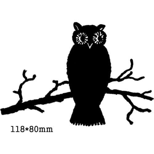 Tikrier craft dies metal cutting dies owl sit branch scrapbooking die cuts stencils for embossing paper cards making