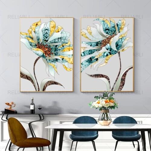 Nordic Abstract Flower Posters and Prints Modern Canvas Painting Marble Flower Wall Pictures for Living Room Home Decor Cuadros