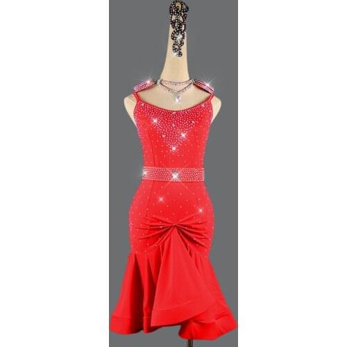 Customize Latin dance costume sexy latin dance dress women latin dance competition performance dresses+belt 2pcs