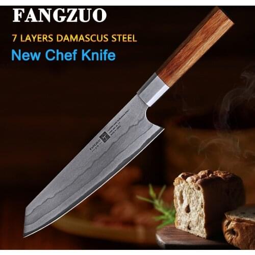 FANGZUO 8'' inch Chef Knife 7 Layers VG10 Japanese Damascus Stainless Steel Professional Chefs Knives Sharp Blade Cooking Tool