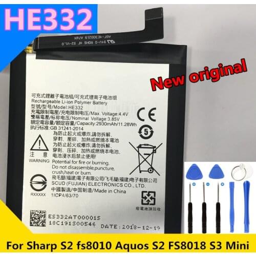 Original 2930mAh HE332 Replacement Battery For SHARP S2 fs8010 AQUOS s2 C10 8016 8018 S3mini s3 mini Cell Phone Batteries