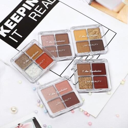 4 Colors Eyeshadow Palette Holographic Shiny Matte Glitter Pigment Eye Shadow Pallete Metallic Diamond Makeup Palette