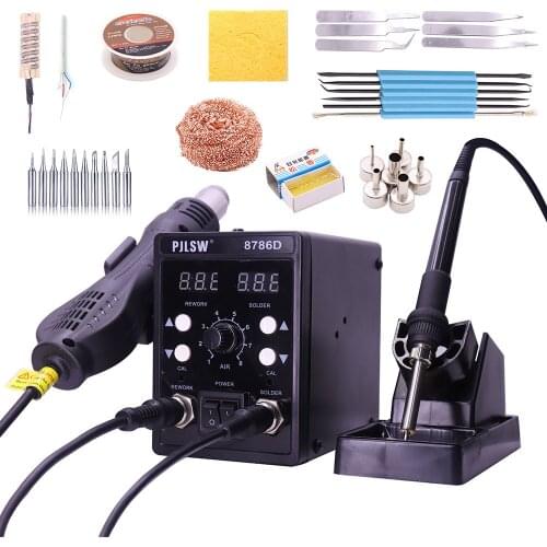 PJLSW 8786D 750W Blue Digital 2 In 1 SMD Rework Soldering Station Repair Welding Soldering Iron Set PCB Desoldering Tool