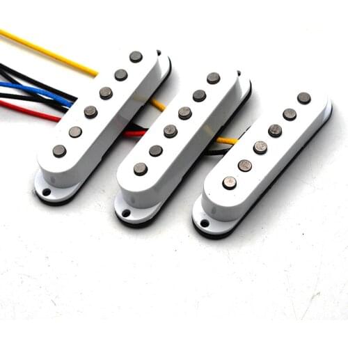 Alnico 5 Single Coil Staggered Top Fiber Bobbin Pickup Electric Guitar Pickup Neck/Middle/Bridge 50/50/52mm for FD Guitar Silver