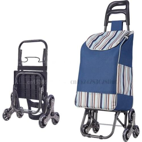 Foldable Lightweight Cart Grocery Shopping Pull Goods Multi-function Trolley Large Capacity Waterproof Stair Climbing Trolley