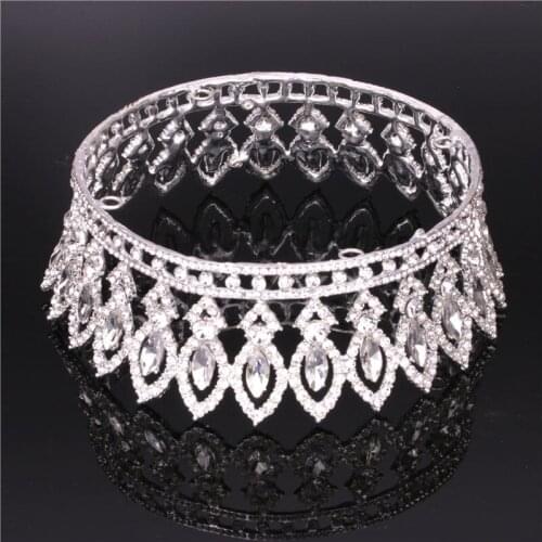 Vintage Baroque Queen King Bride Tiara Crown Headdress Prom Headpieces Wedding Tiaras and Crowns Hair Jewelry Accessories