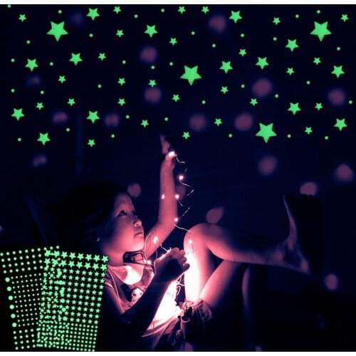 1sheet 3D Bubble Luminous Stars Round Wall Sticker In The Dark Glow for Kids Room Bedroom Decal Home Decoration DIY Sticker