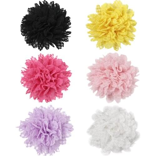 11pcs Artificial Flower Solid Color Lace Flowers Handmade Hair Accessories Ribbon Double Prong Hairpins