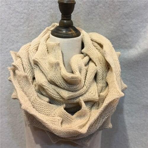 150g Promotion Ruffle Snood Scarf Women Falbala Infinity Scarves Thick Warm Knitted Loop Shawl Soft Ring Flounced Wrap LIC YK590