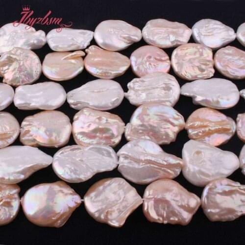 16-18mm Coin Cultured Freshwater Pearl Natural Stone Beads For DIY Necklace Bracelet Earring Jewelry Making 15" Free Shipping