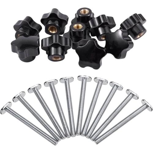 20 Pcs M8 Thread: 0Pcs 30mm Star Shaped Head Clamping Nuts & 10 Pcs M8X100mm T-Nut Sliding Screws