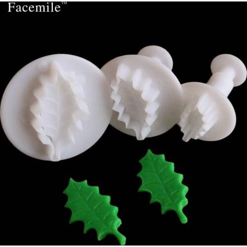 3pcs Sugar Chocolate Mold bakeware leaf biscuit plunger mold pasty sugar cake cookie cutter Christmas fondant decoration tool