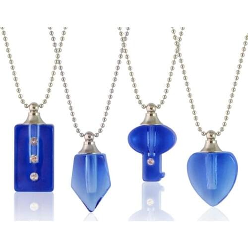 3PCS Blue Crystal Vial Pendant Perfume Bottle Pendant Necklace Essential oil Bottle Pendant Necklace