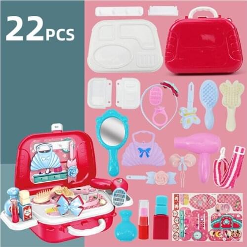 40JC Pretend Play Toys Durable Shoulder Bags for Kitchen Cooking Tableware Girls Makeup Tools Doctor Kit for Children