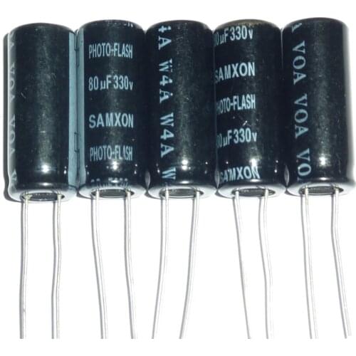 5pcs 80uF 330V SAMXON Photo Flash Capacitor 11x28mm 330V80uF PH Capacitors