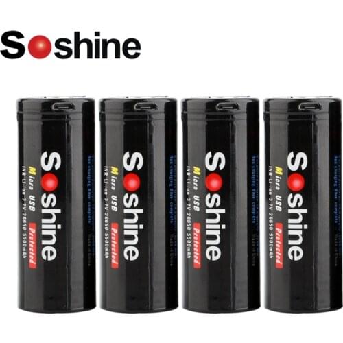 5500mAh 26650 Battery usb charging port 3.7V rechargeable battery with Protecte batteries Micro-USB