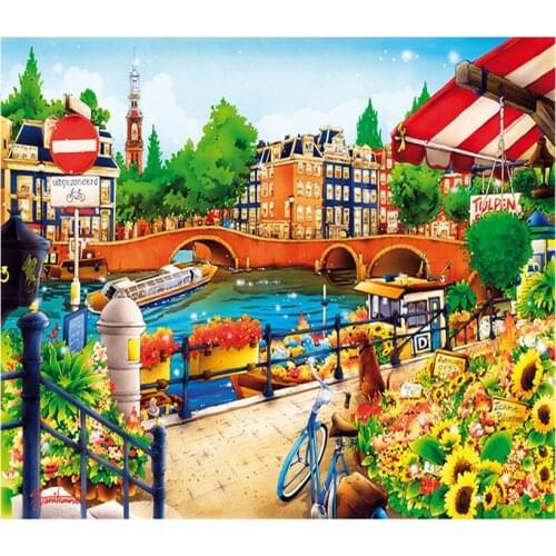 City scenery diamond embroidery,5d diamond painting full square diamond mosaic 3d picture of rhinestones cross-stitch,gift