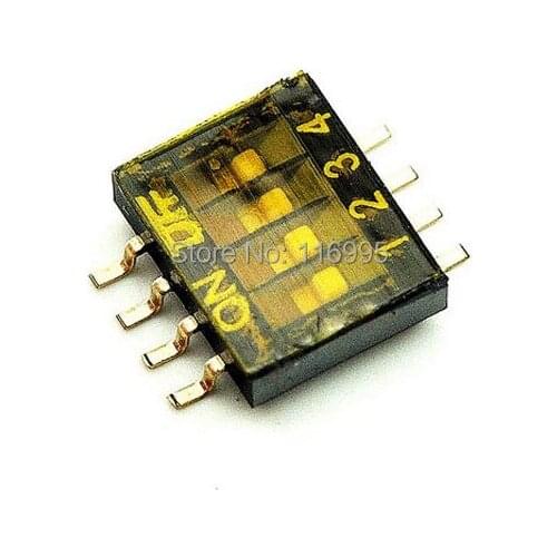 Free shipping 20pcs 4P 2 Position SMD Switch 1.27mm Pitch 2 Row 4 Pin DIP Switch