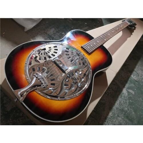 Free shipping custom 6 string guitar,sunburst body,semi hollow guitar,Reso Tri cone guitar