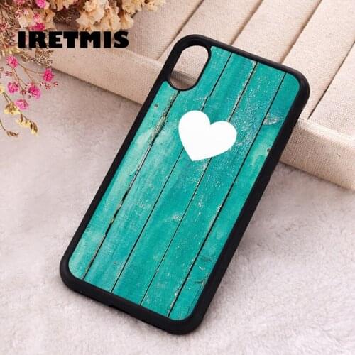 Iretmis 5 5S SE 2020 Phone Cover Case for iPhone 6 6S 7 8 Plus X Xs XR 11 12 Mini Pro Max Rubber Silicone Wooden Heart